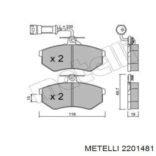 22-0148-1 Metelli передние тормозные колодки