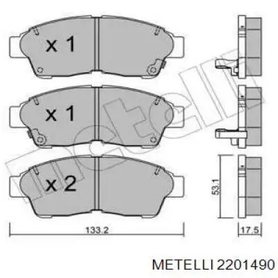 Передние тормозные колодки 2201490 Metelli