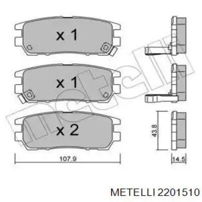 Задние тормозные колодки 2201510 Metelli