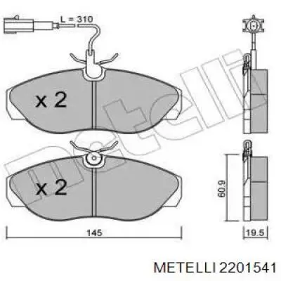 Передние тормозные колодки 2201541 Metelli