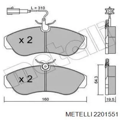 Передние тормозные колодки 2201551 Metelli