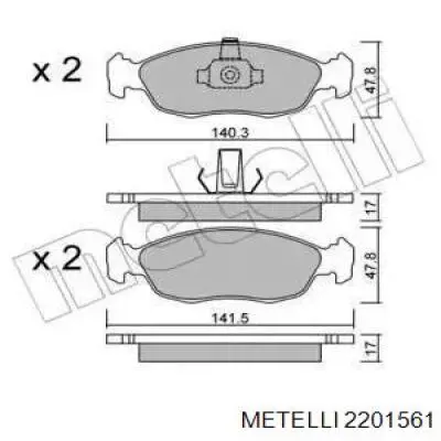 Передние тормозные колодки 2201561 Metelli