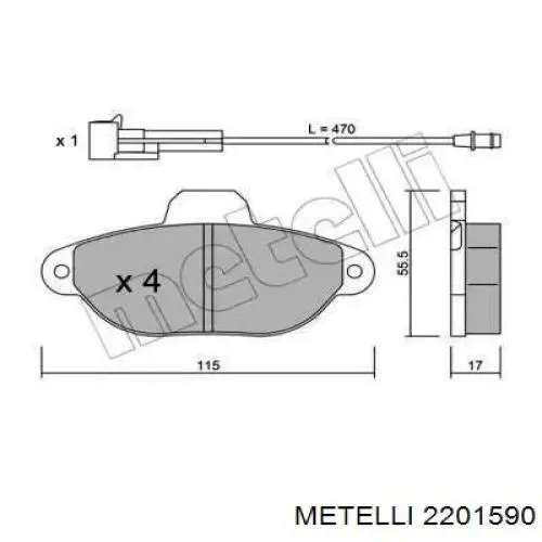 Передние тормозные колодки 2201590 Metelli