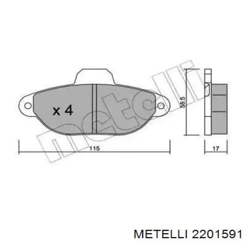 Передние тормозные колодки 2201591 Metelli