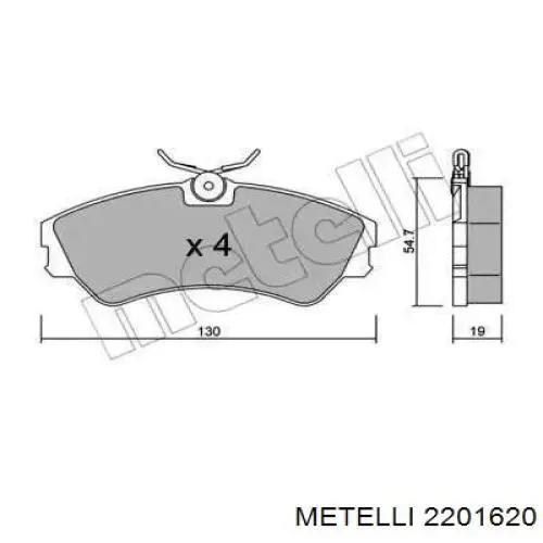 Передние тормозные колодки 2201620 Metelli