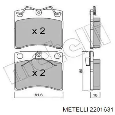 Передние тормозные колодки 2201631 Metelli