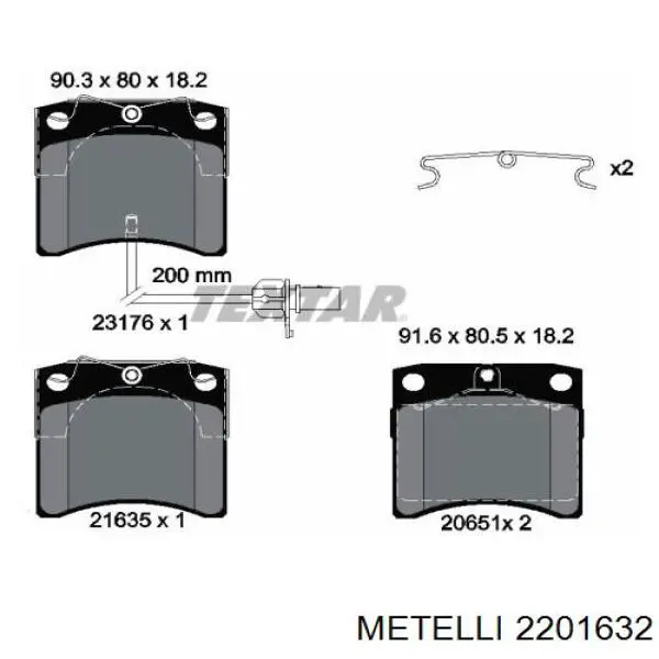 Передние тормозные колодки 2201632 Metelli