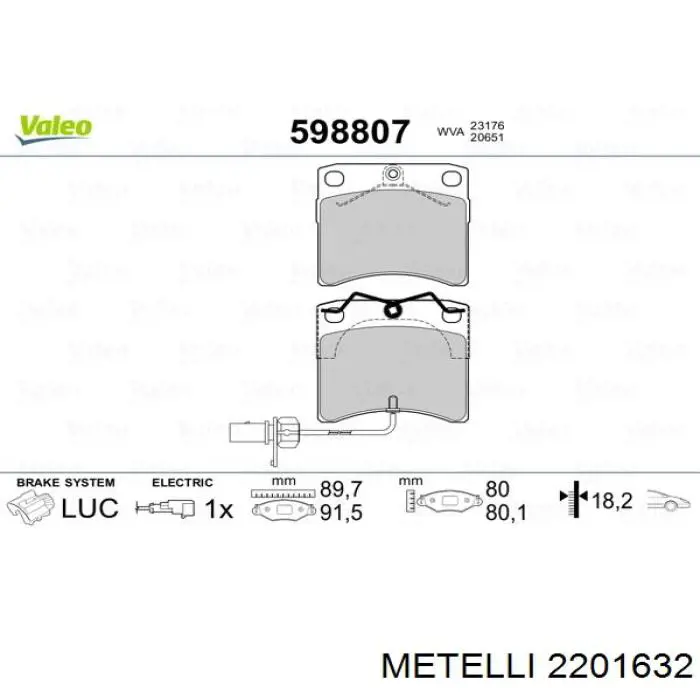 2201632 Metelli Колодки передние