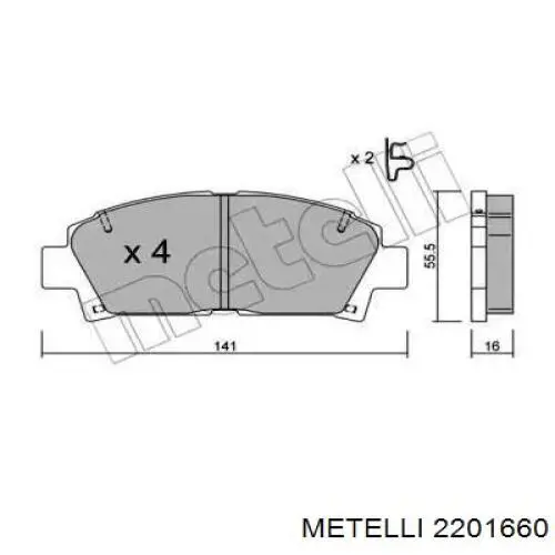22-0166-0 Metelli передние тормозные колодки