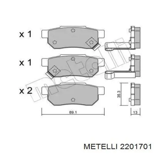 22-0170-1 Metelli колодки тормозные задние дисковые