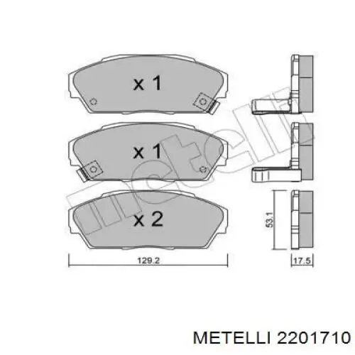 2201710 Metelli колодки тормозные передние дисковые