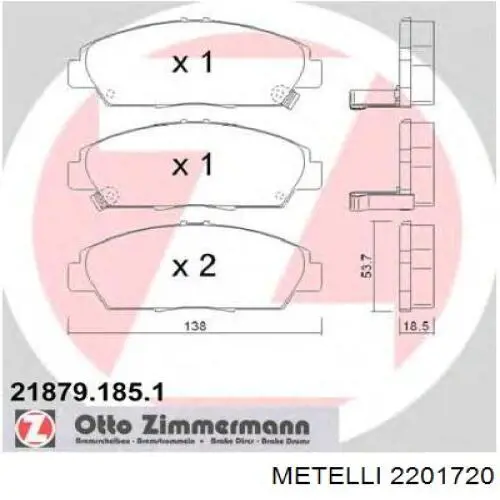 Тормозные колодки Metelli 2201720