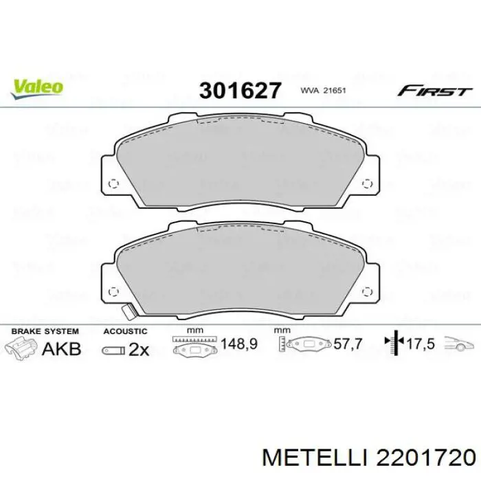 Купить 2201720 Metelli Колодки тормозные