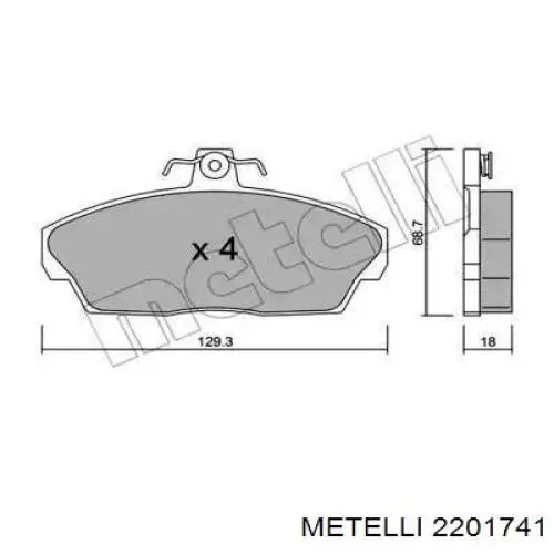 Передние тормозные колодки 2201741 Metelli