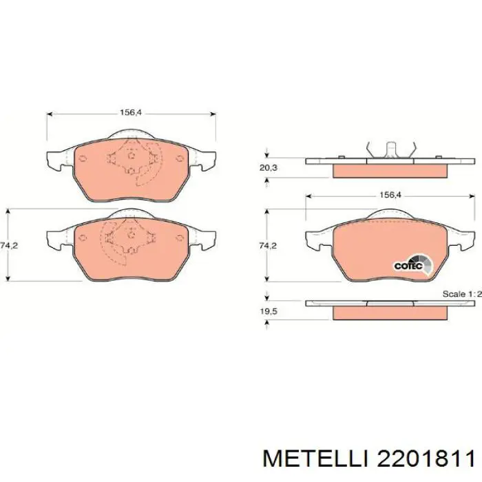 Купить 2201811 Metelli Колодки тормозные