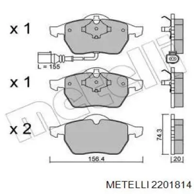 Передние тормозные колодки 2201814 Metelli