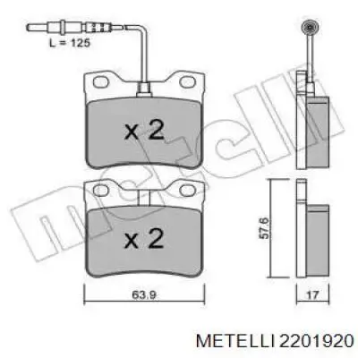 Задние тормозные колодки 2201920 Metelli