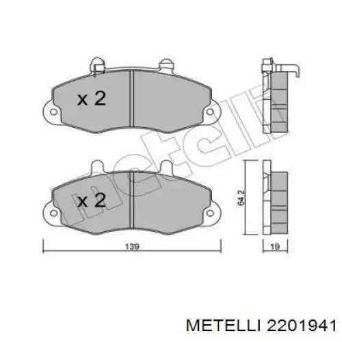 Передние тормозные колодки 2201941 Metelli