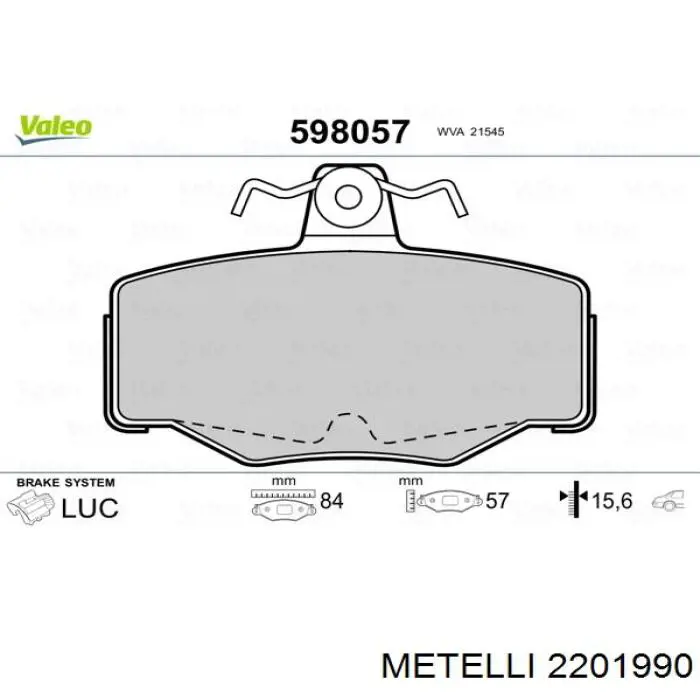 Задние дисковые колодки Metelli 2201990