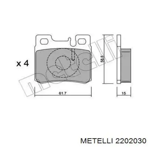 2202030 Metelli колодки тормозные задние дисковые