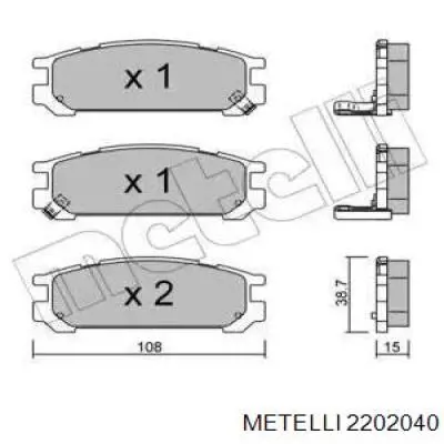 22-0204-0 Metelli передние тормозные колодки