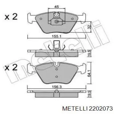 Передние тормозные колодки 2202073 Metelli