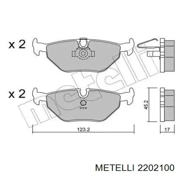 22-0210-0 Metelli колодки тормозные задние дисковые