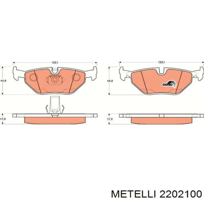 Задние дисковые колодки Metelli 2202100