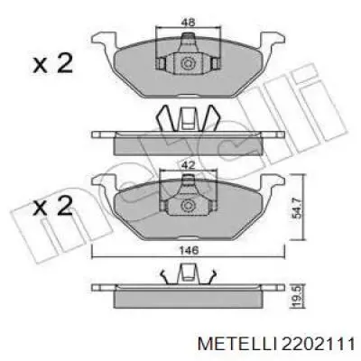 Передние тормозные колодки 2202111 Metelli