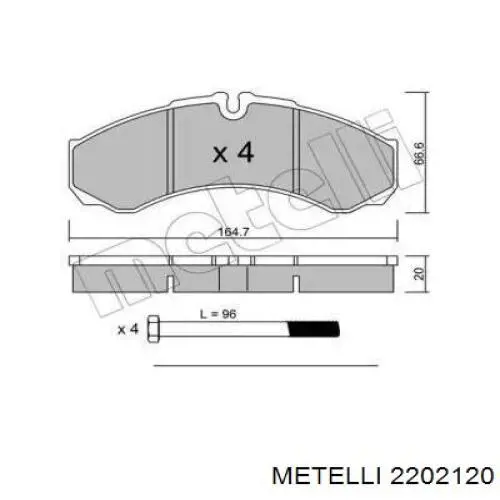 22-0212-0 Metelli колодки тормозные задние дисковые