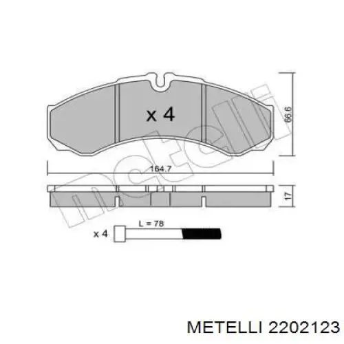 Передние тормозные колодки 2202123 Metelli