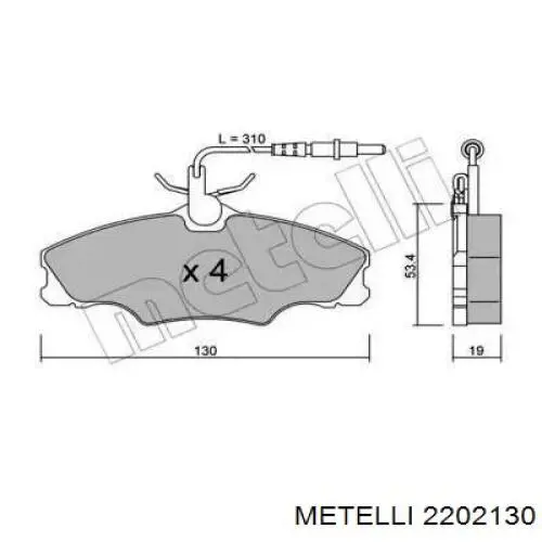 Передние тормозные колодки 2202130 Metelli