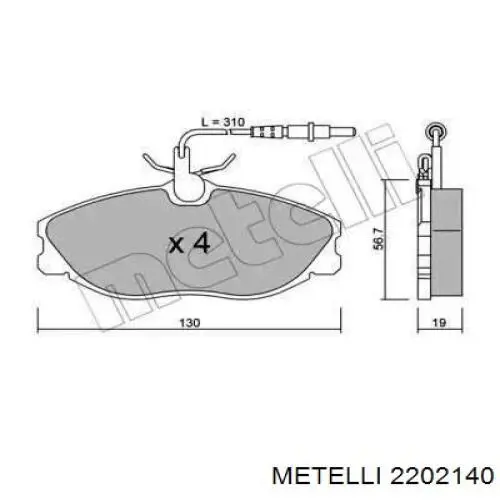 Передние тормозные колодки 2202140 Metelli