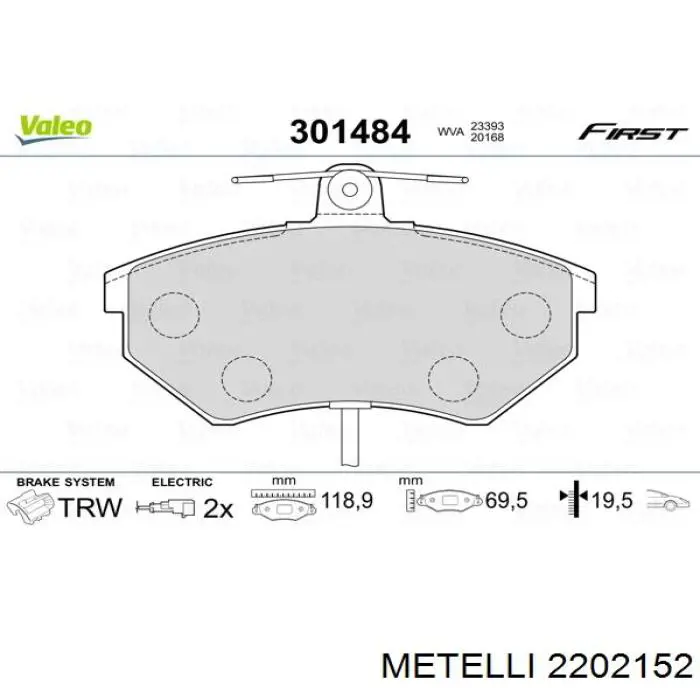 2202152 Metelli Колодки передние