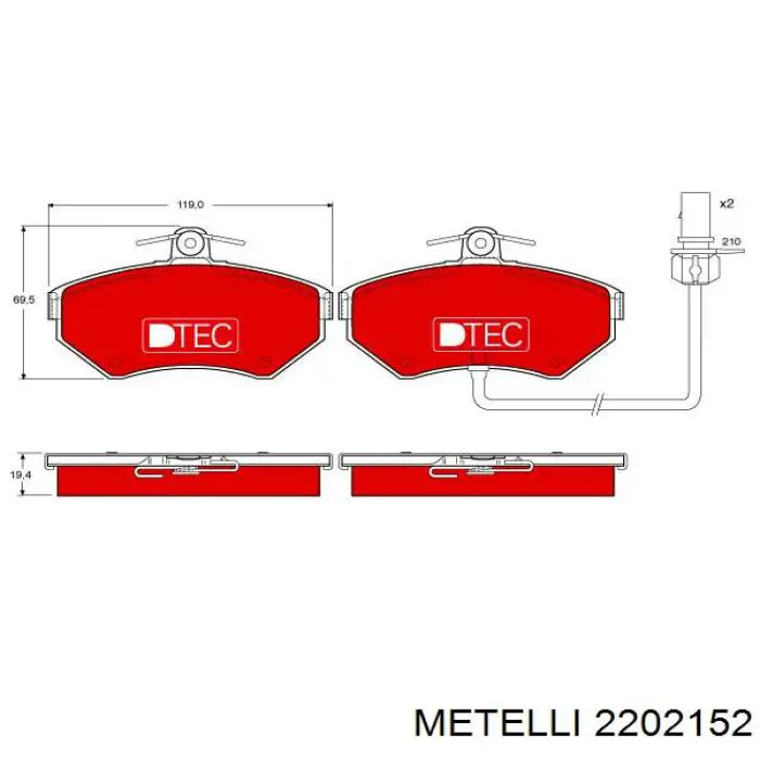 Купить 2202152 Metelli Колодки тормозные