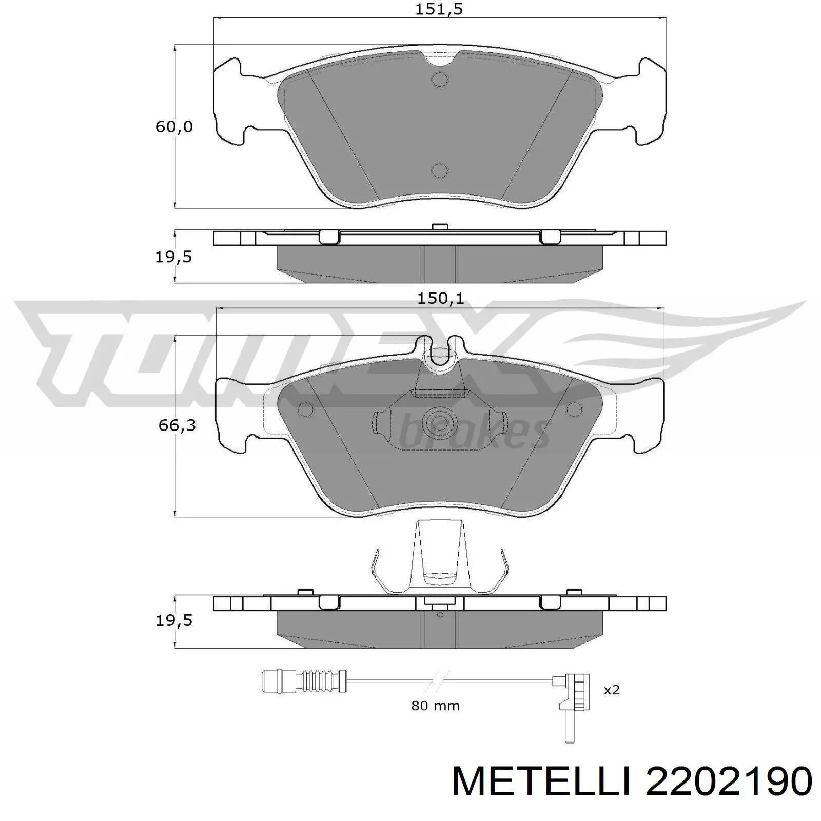 Передние тормозные колодки 2202190 Metelli