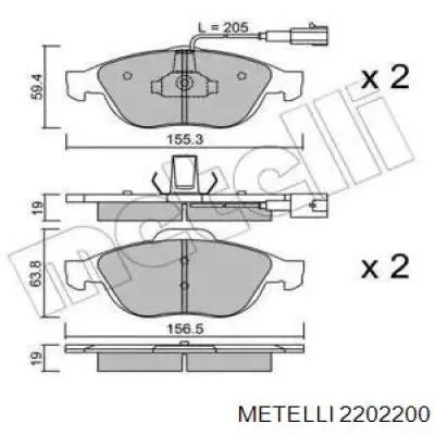 Передние тормозные колодки 2202200 Metelli