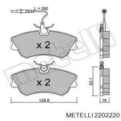 Передние тормозные колодки 2202220 Metelli