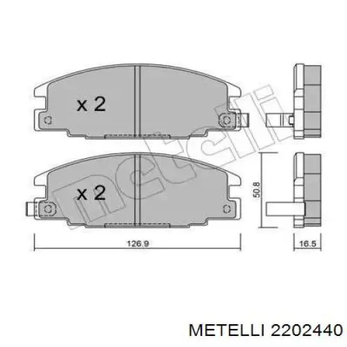 Передние тормозные колодки 2202440 Metelli