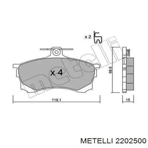 Передние тормозные колодки 2202500 Metelli