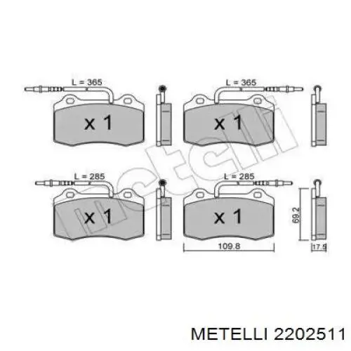 22-0251-1 Metelli передние тормозные колодки