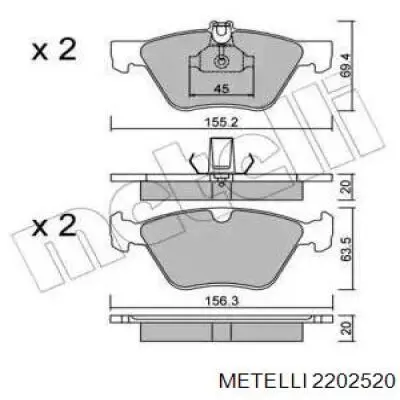 22-0252-0 Metelli колодки тормозные передние дисковые