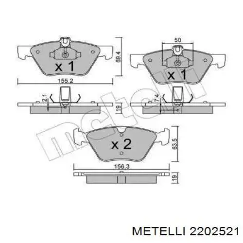 Передние тормозные колодки 2202521 Metelli