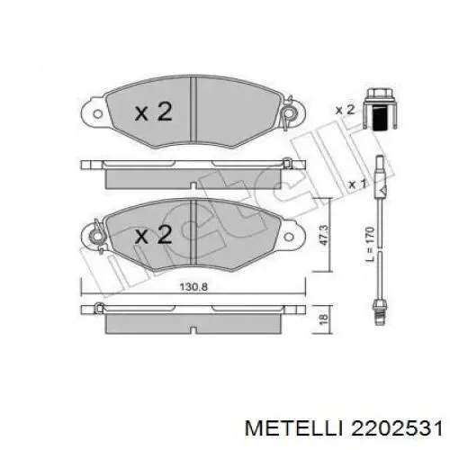 Передние тормозные колодки 2202531 Metelli