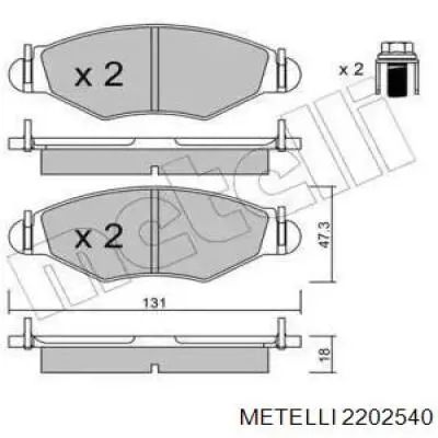 Передние тормозные колодки 2202540 Metelli