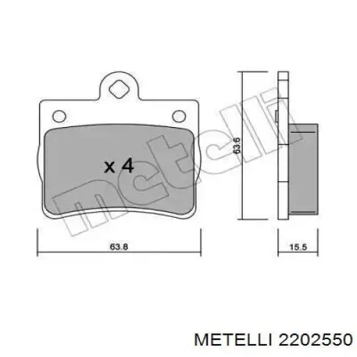 2202550 Metelli колодки тормозные задние дисковые