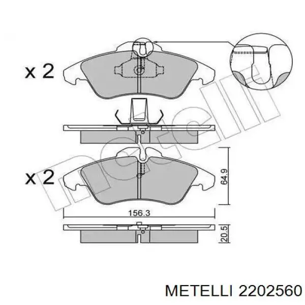 Передние тормозные колодки 2202560 Metelli