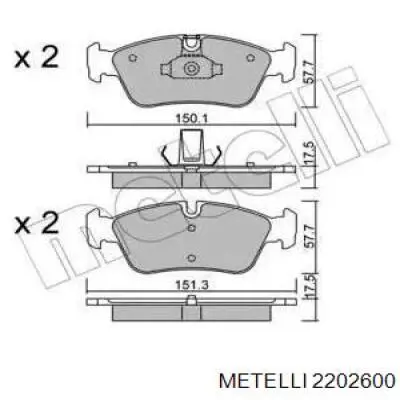 Передние тормозные колодки 2202600 Metelli