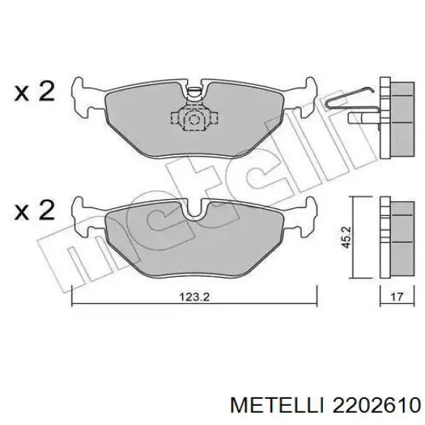 22-0261-0 Metelli задние тормозные колодки