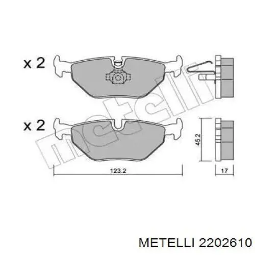 Pastillas de freno traseras 2202610 Metelli